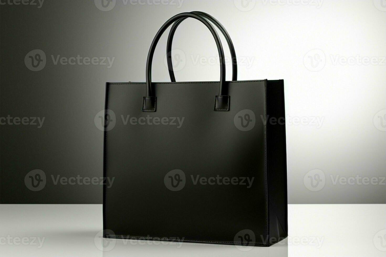 On the table, a chic black shopping bag makes a statement AI Generated photo