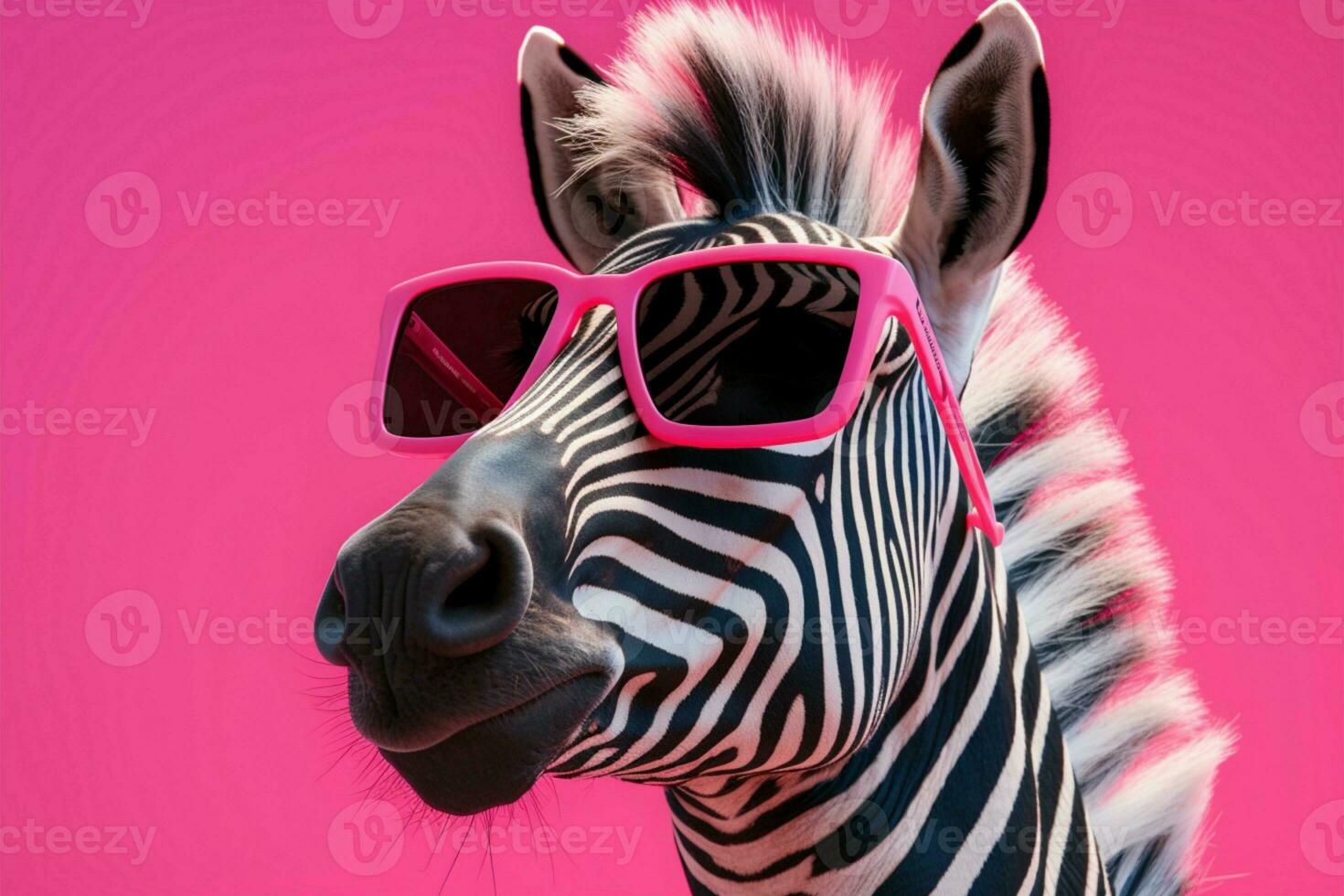 Zebras cool factor soars with pink sunglasses, a striking accessory AI Generated photo