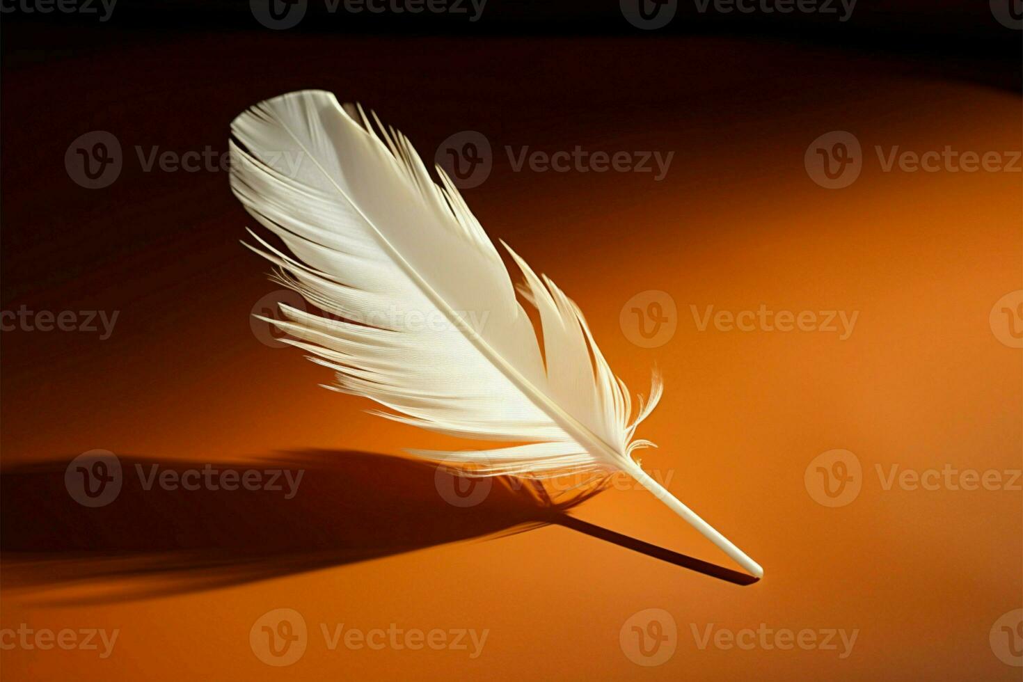 a piece of paper with a feather sticking out of it AI Generated photo