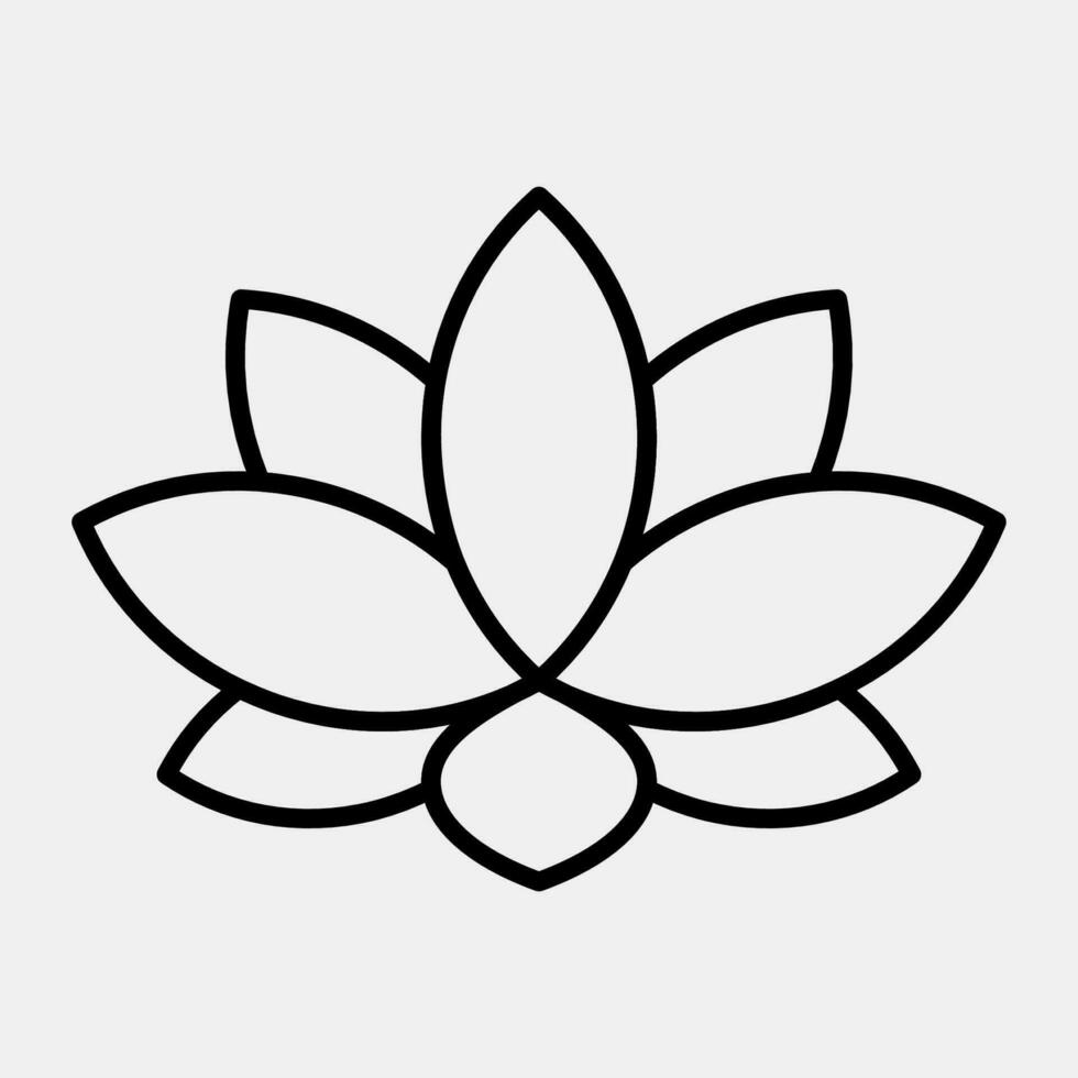 Icon lotus. Diwali celebration elements. Icons in line style. Good for prints, posters, logo, decoration, infographics, etc. vector