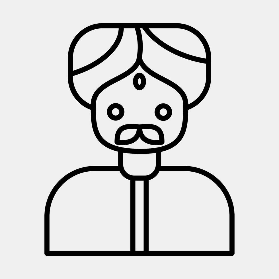 icono indio hombre. diwali celebracion elementos. íconos en línea estilo. bueno para huellas dactilares, carteles, logo, decoración, infografías, etc. vector