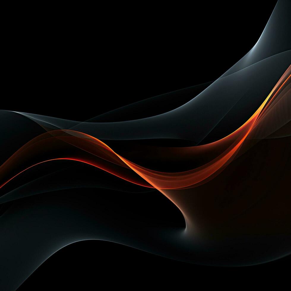 Simple black background, empty space for text, smoke, waves. Generative AI photo