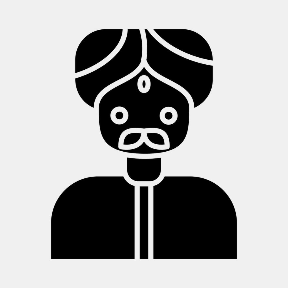 Icon indian man. Diwali celebration elements. Icons in glyph style. Good for prints, posters, logo, decoration, infographics, etc. vector