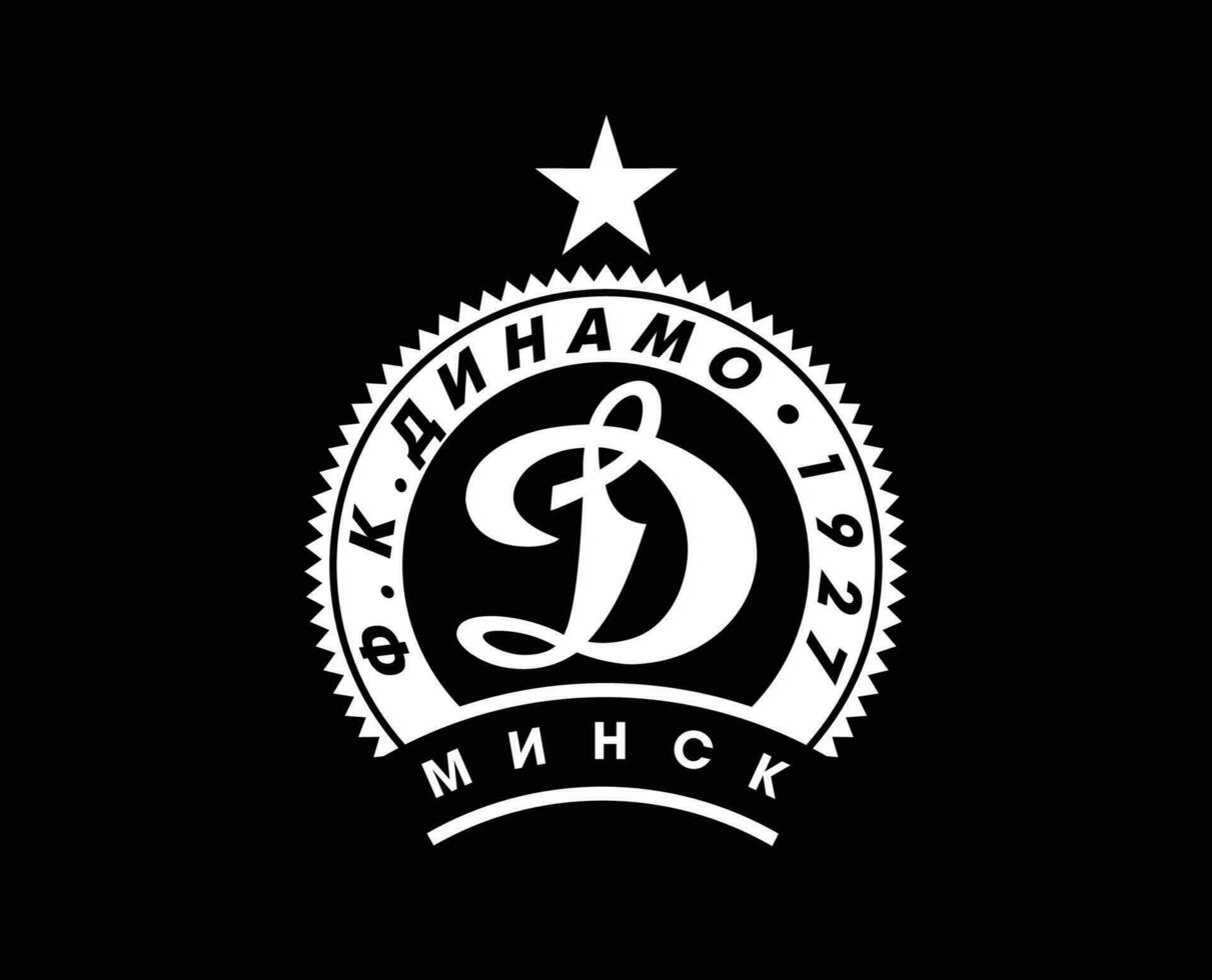 fk dinamo minsk club logo símbolo blanco bielorrusia liga fútbol americano resumen diseño vector ilustración con negro antecedentes