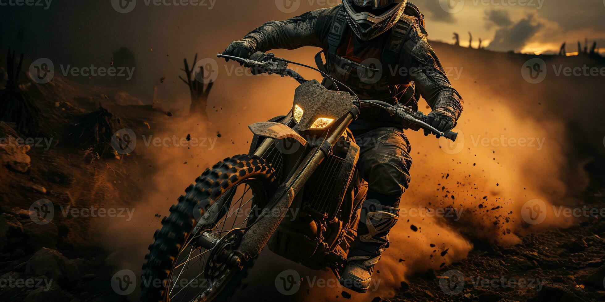 AI Generated. AI Generative. Mountain sport active extrme bike mtb with protection man. Adventure travel inspiration. Graphic Art photo
