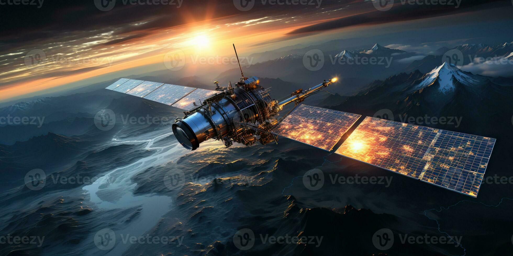 AI Generated. AI Generative. Galaxy space cosmic satellite shuttle rocket space ship universe station. Graphic Art photo