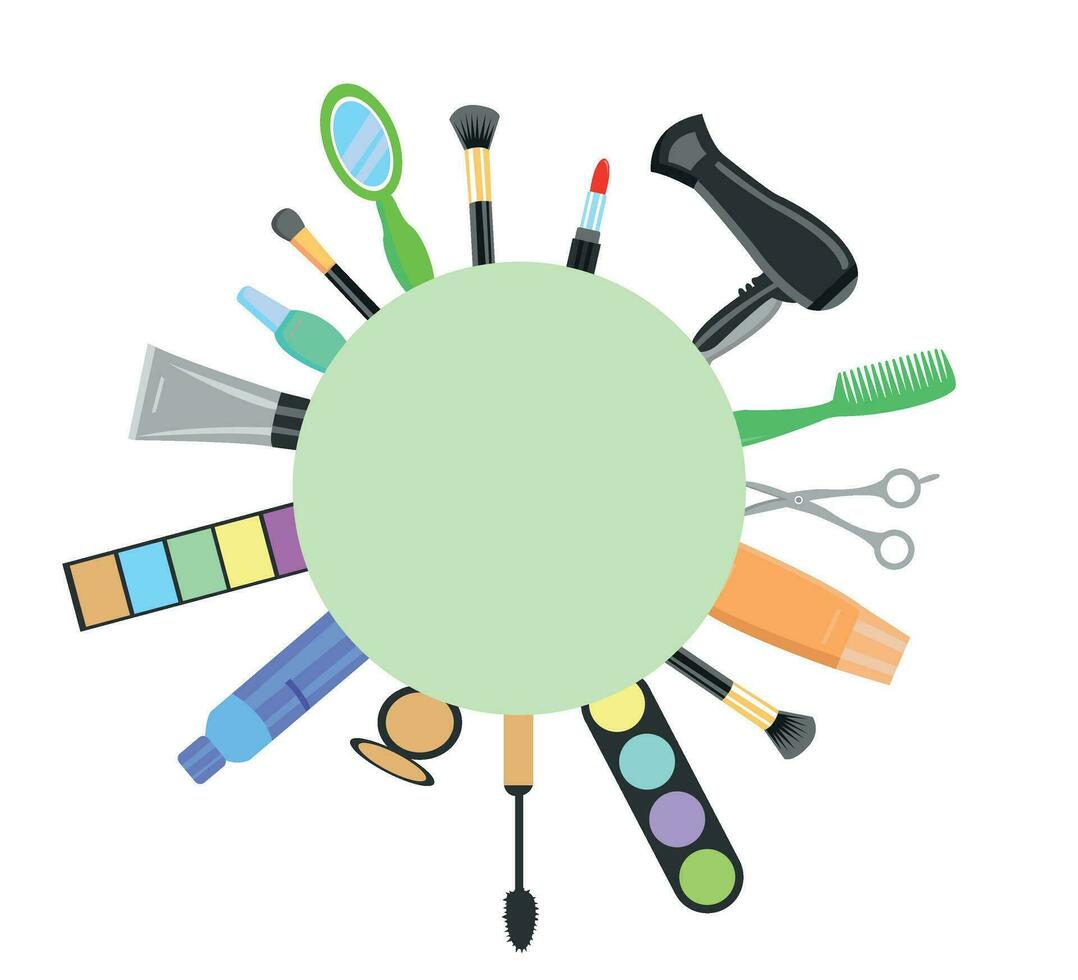 belleza y productos cosméticos plano diseño icono conjunto vector