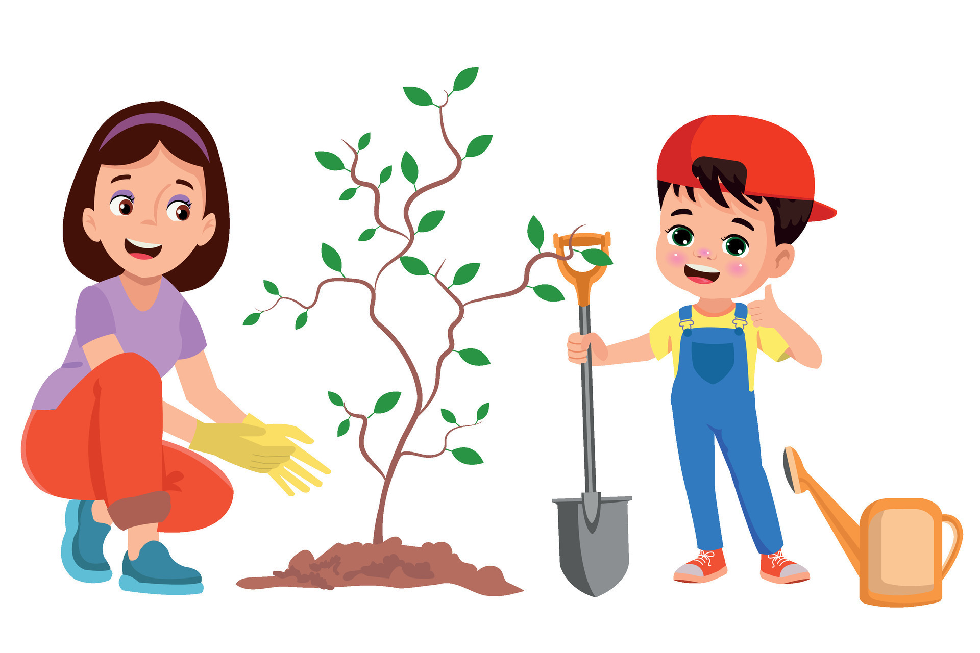child and mother planting a sapling 29499214 Vector Art at Vecteezy