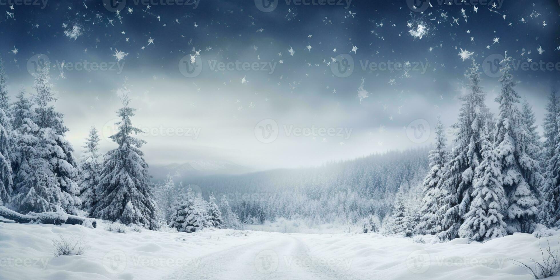 AI Generated. AI Generative. Merry christmas xmas new year winter holiday forest landscape. Graphic Art photo