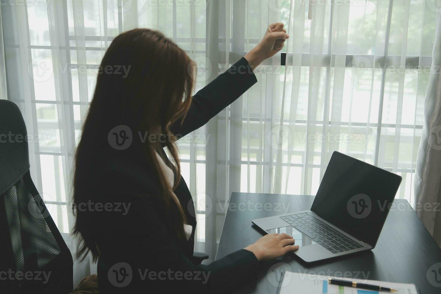 Audit concept,Administrator business man financial inspector and secretary making report calculating balance. Internal Revenue Service checking document. photo