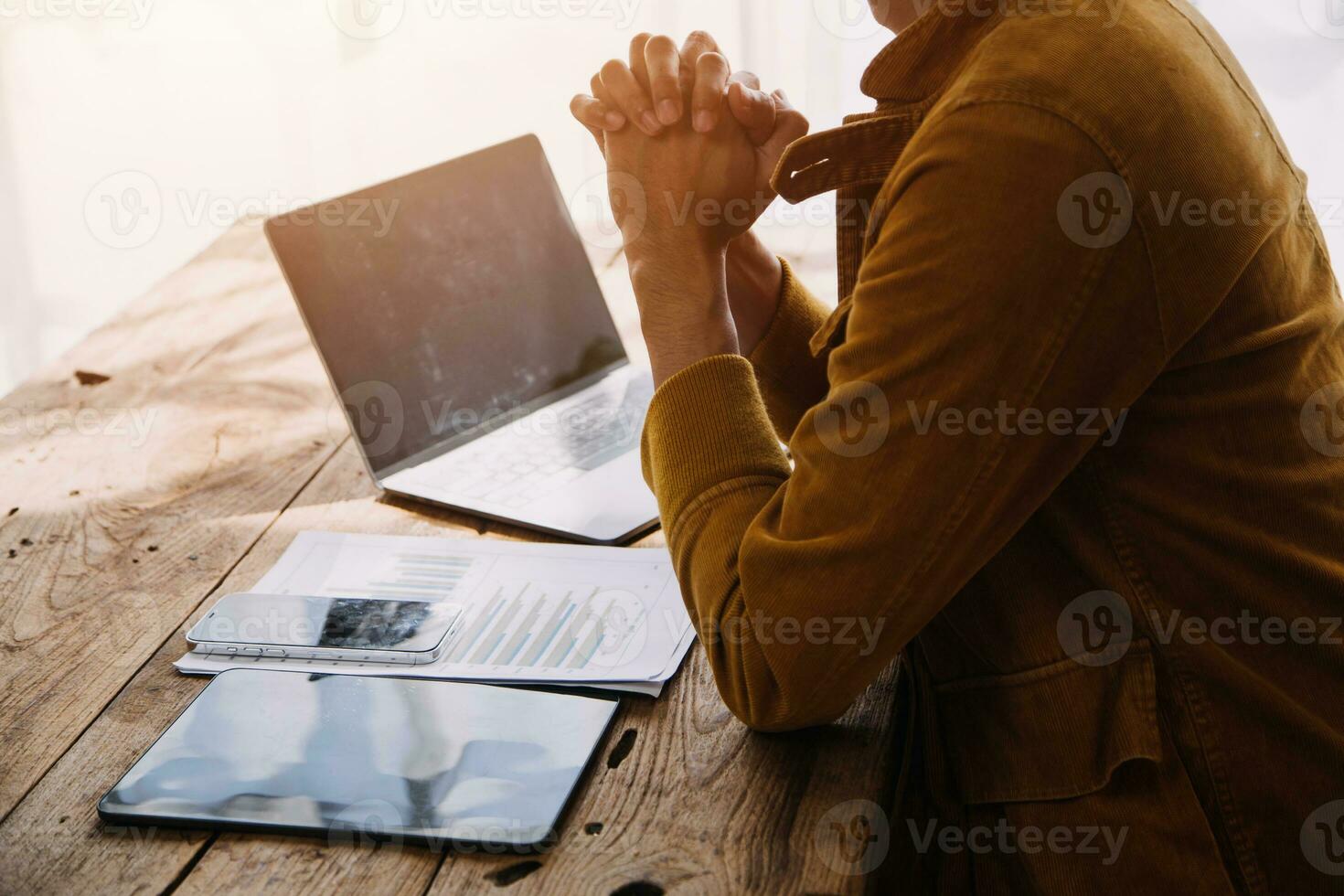 Business Man Financial Inspector and Secretary Making Report, Calculating or Checking Balance. Internal Revenue Service Inspector Checking Document Audit Concept photo