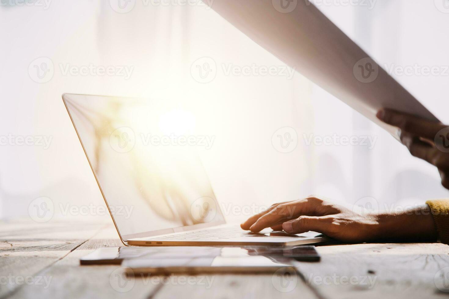 Business Man Financial Inspector and Secretary Making Report, Calculating or Checking Balance. Internal Revenue Service Inspector Checking Document Audit Concept photo