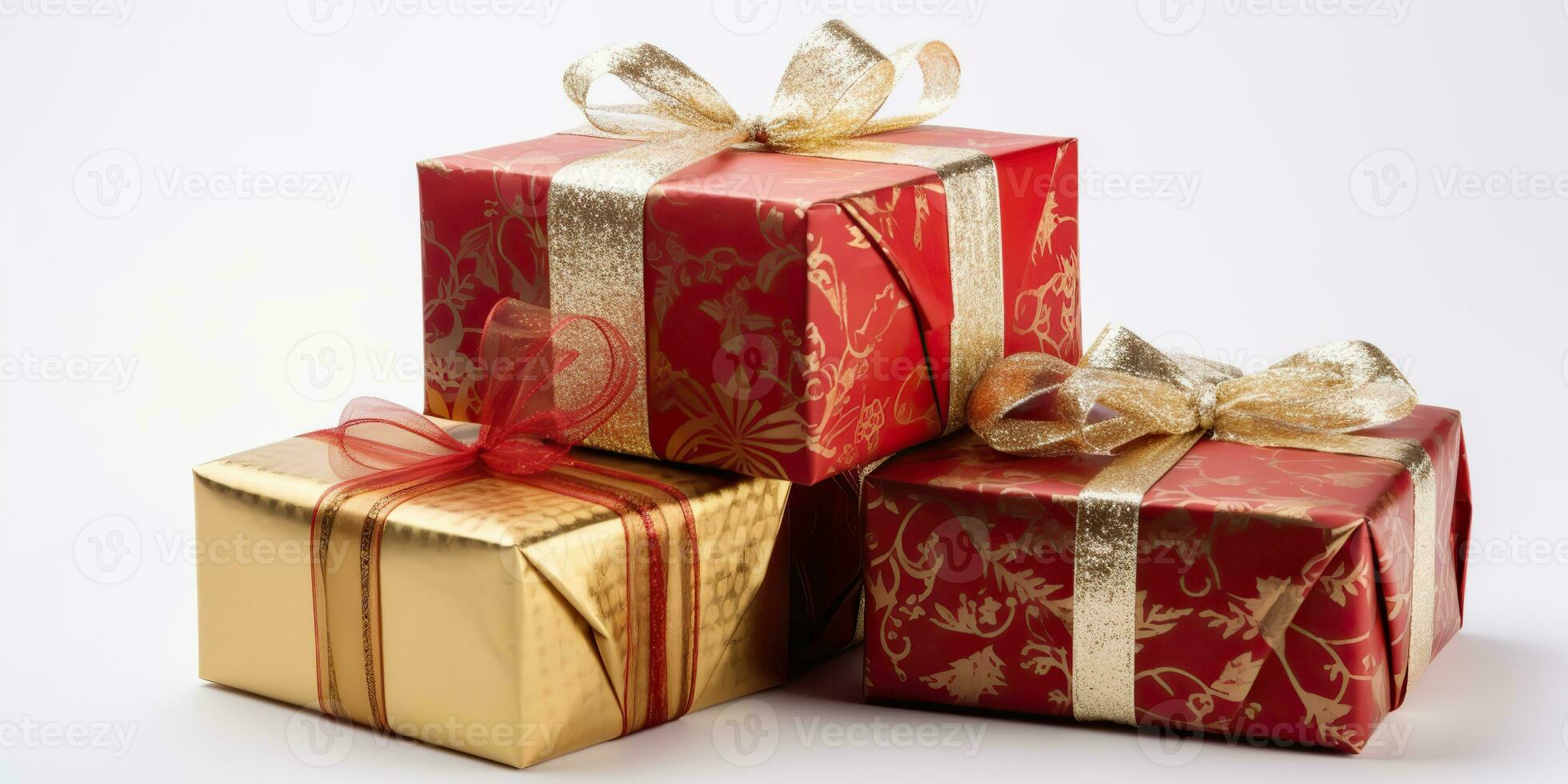 AI Generated. AI Generative. New Year xmas christmas gift present box. Romantic birthday celebration suprise color ribbon box. Graphic Art photo