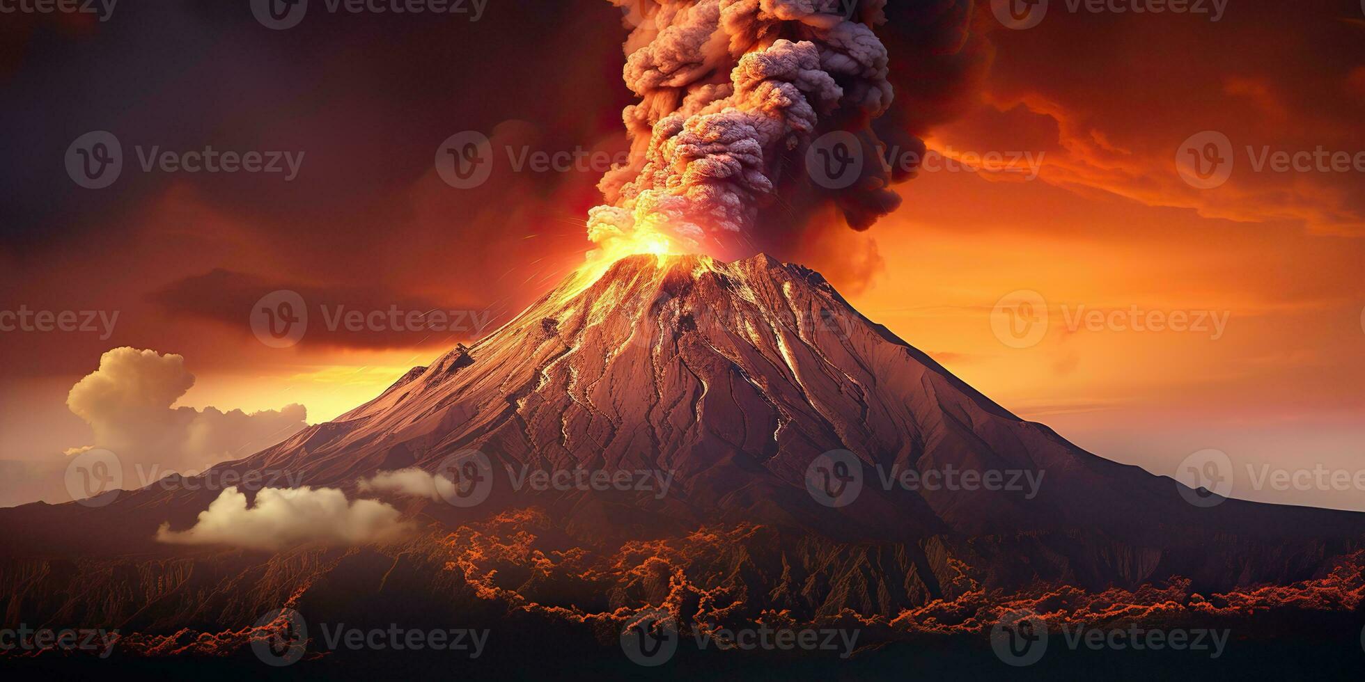 AI Generated. AI Generative. Volcano smoke fire photo