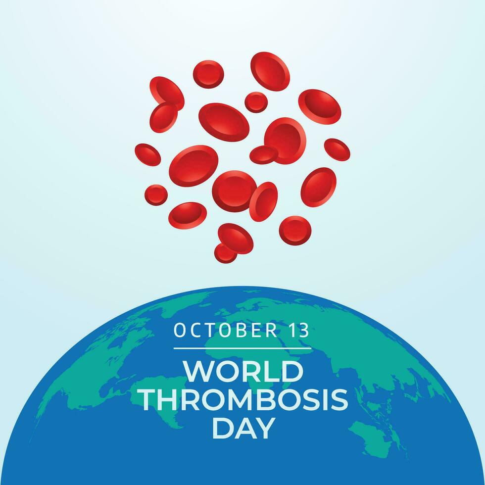 World Thrombosis Day vector design template good for celebration usage. red ribbon vector illustration. blood cell illustration. vector eps 10.