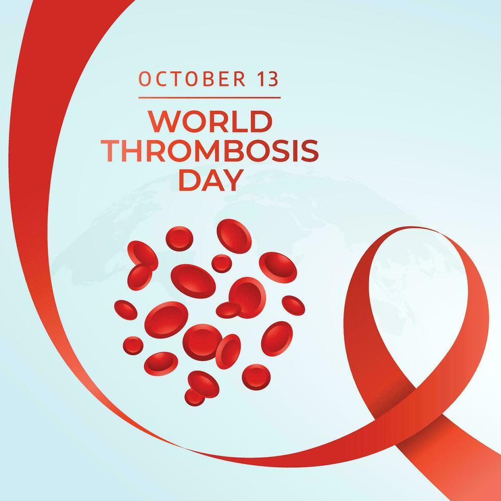 World Thrombosis Day vector design template good for celebration usage. red ribbon vector illustration. blood cell illustration. vector eps 10.