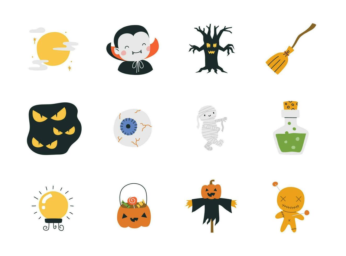 Spooky Halloween Icon Set. vector