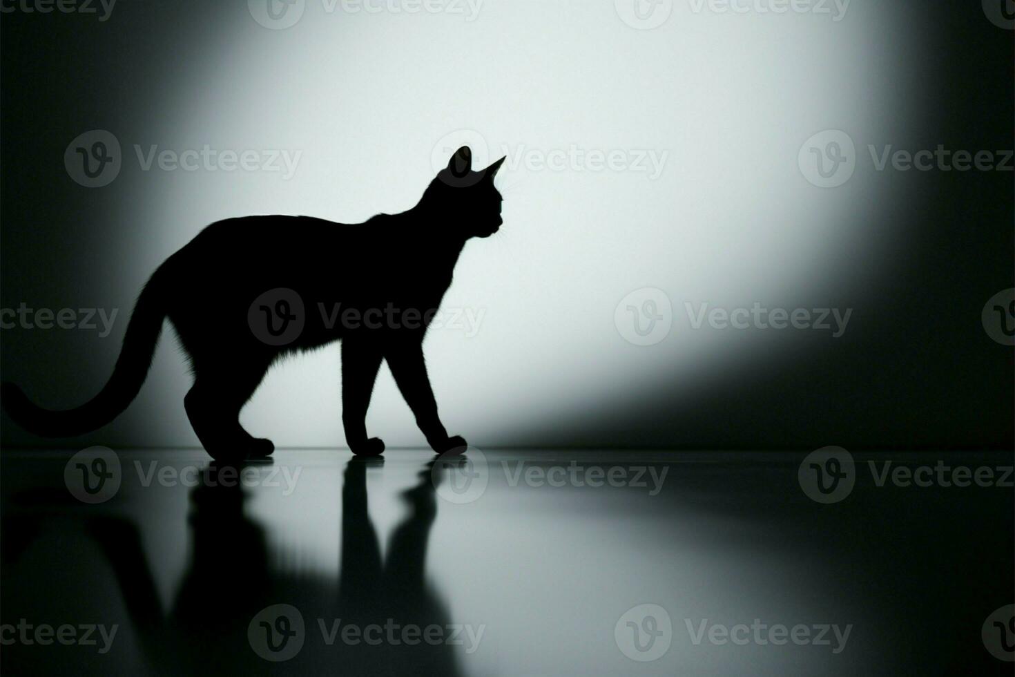 Walls shadow art, 3D cats grace elegantly captured and rendered AI Generated photo