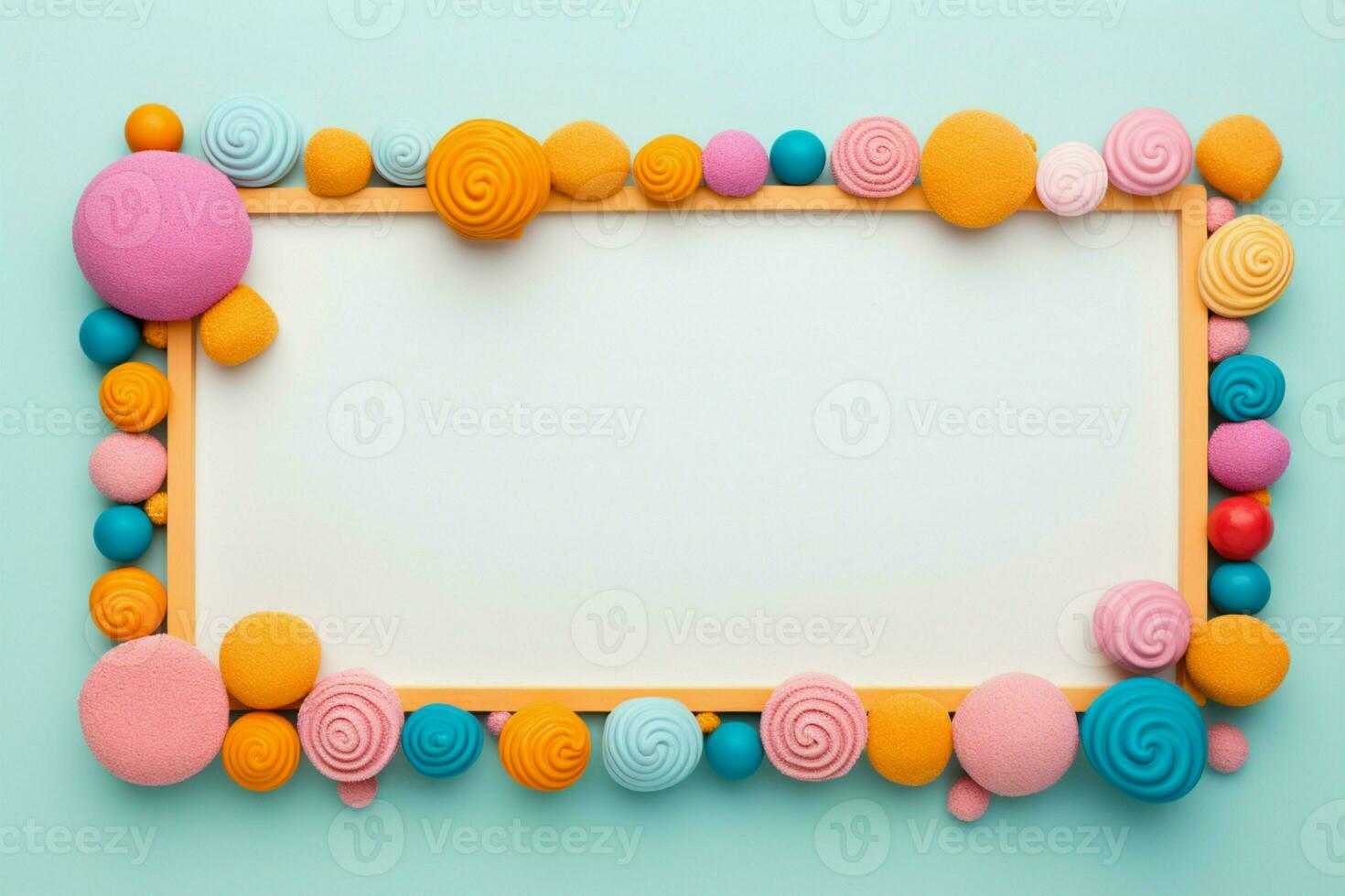 Creative frame filled with delectable candies, visual treat of flavors AI Generated photo