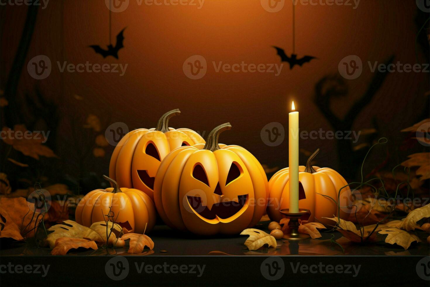 A Halloween themed background features an evocative pumpkin illustration for ambiance AI Generated photo