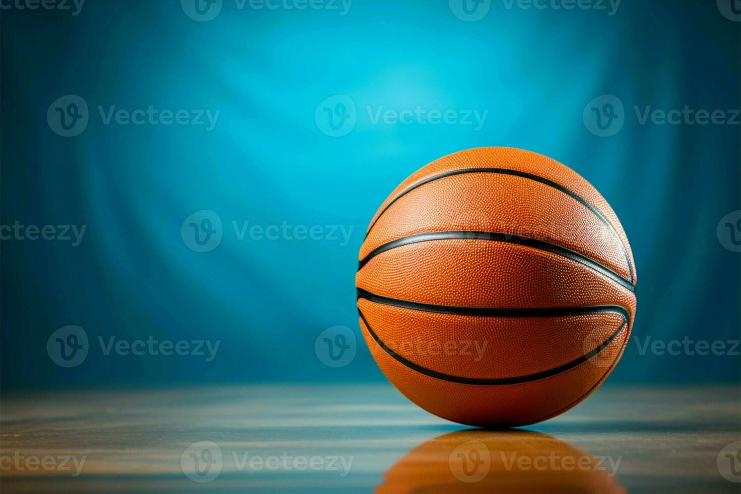 Basketball on blue canvas, offering empty area for individualized text or visuals AI Generated photo