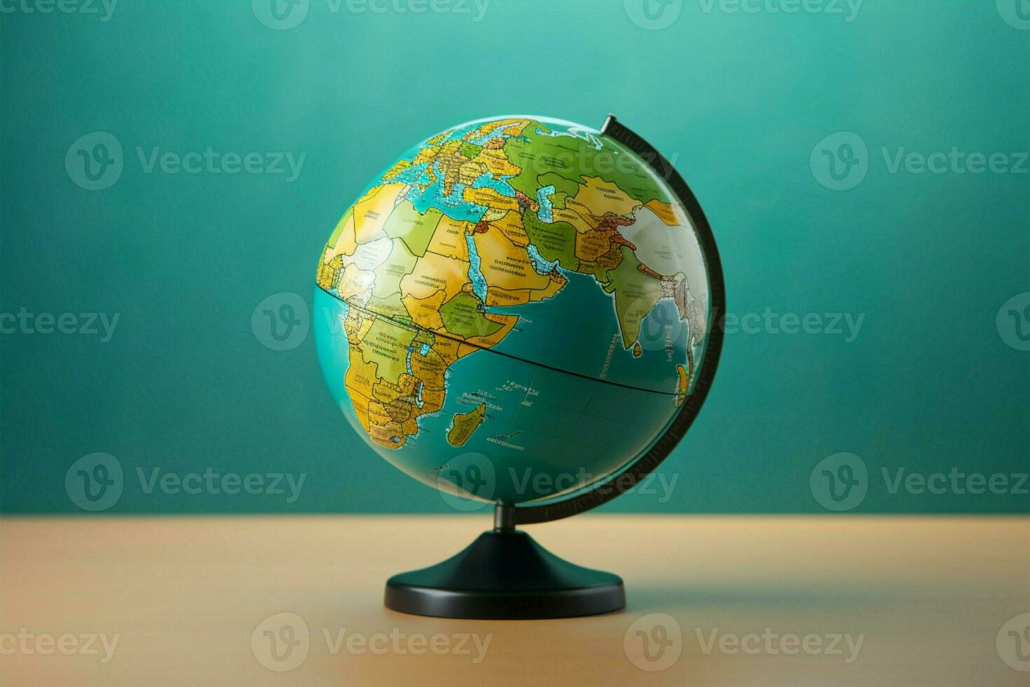 Isolated world globe on a green background, symbolizing Earth conservation AI Generated photo