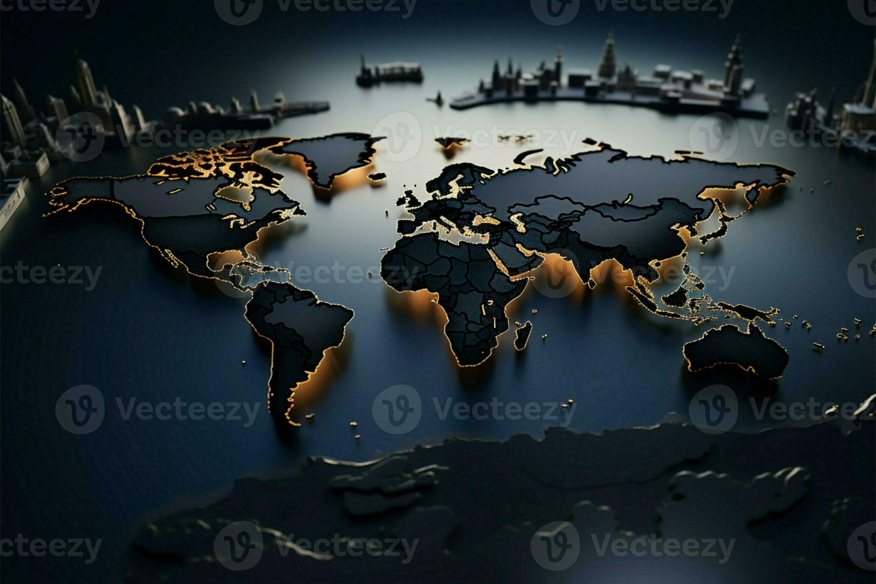Visual geography. Extruded 3D map showcases dynamic world view impressively AI Generated
