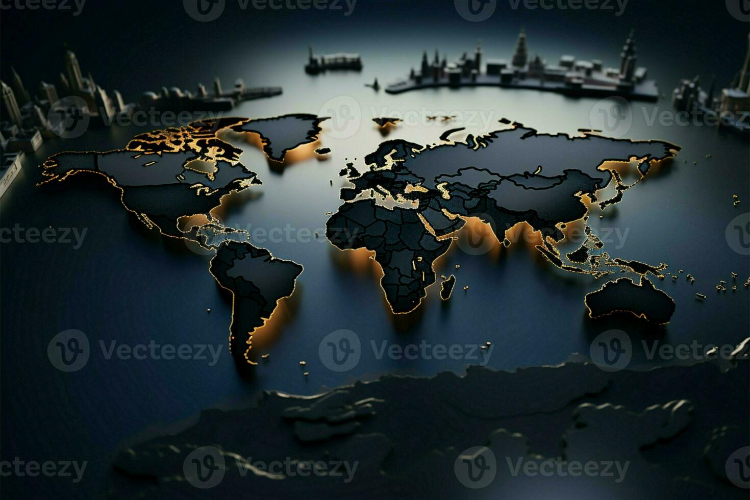 visual geografía. extruido 3d mapa vitrinas dinámica mundo ver impresionantemente ai generado foto