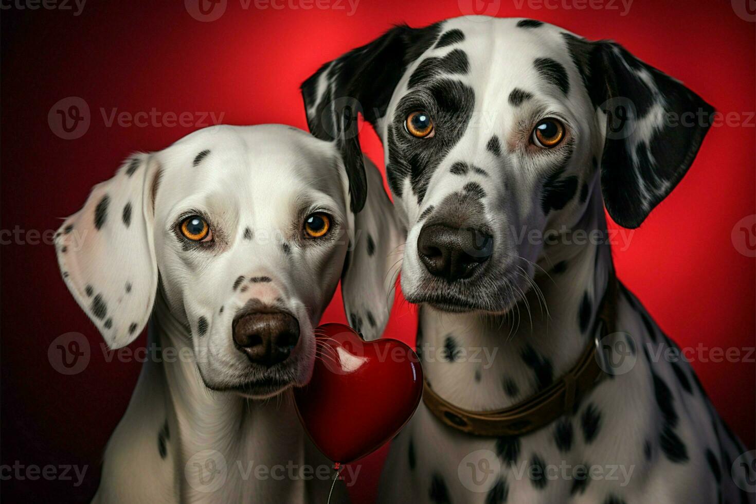 A pair of Dalmatians shares a bond of love and companionship AI Generated photo