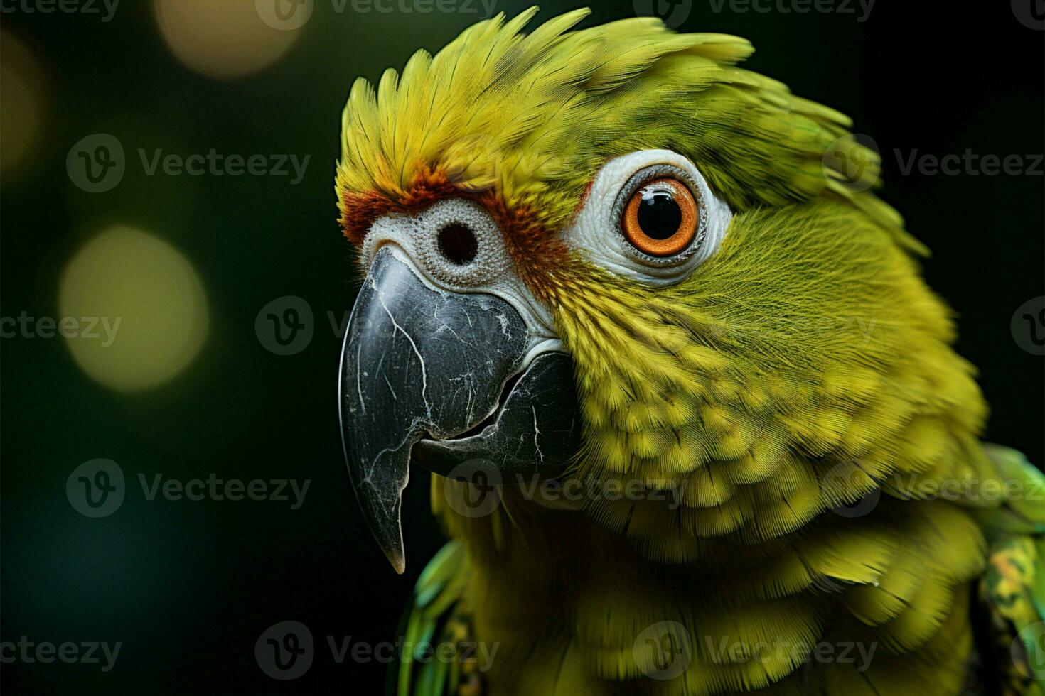 Shallow focus reveals the vibrant allure of Newtons green parakeet AI Generated photo