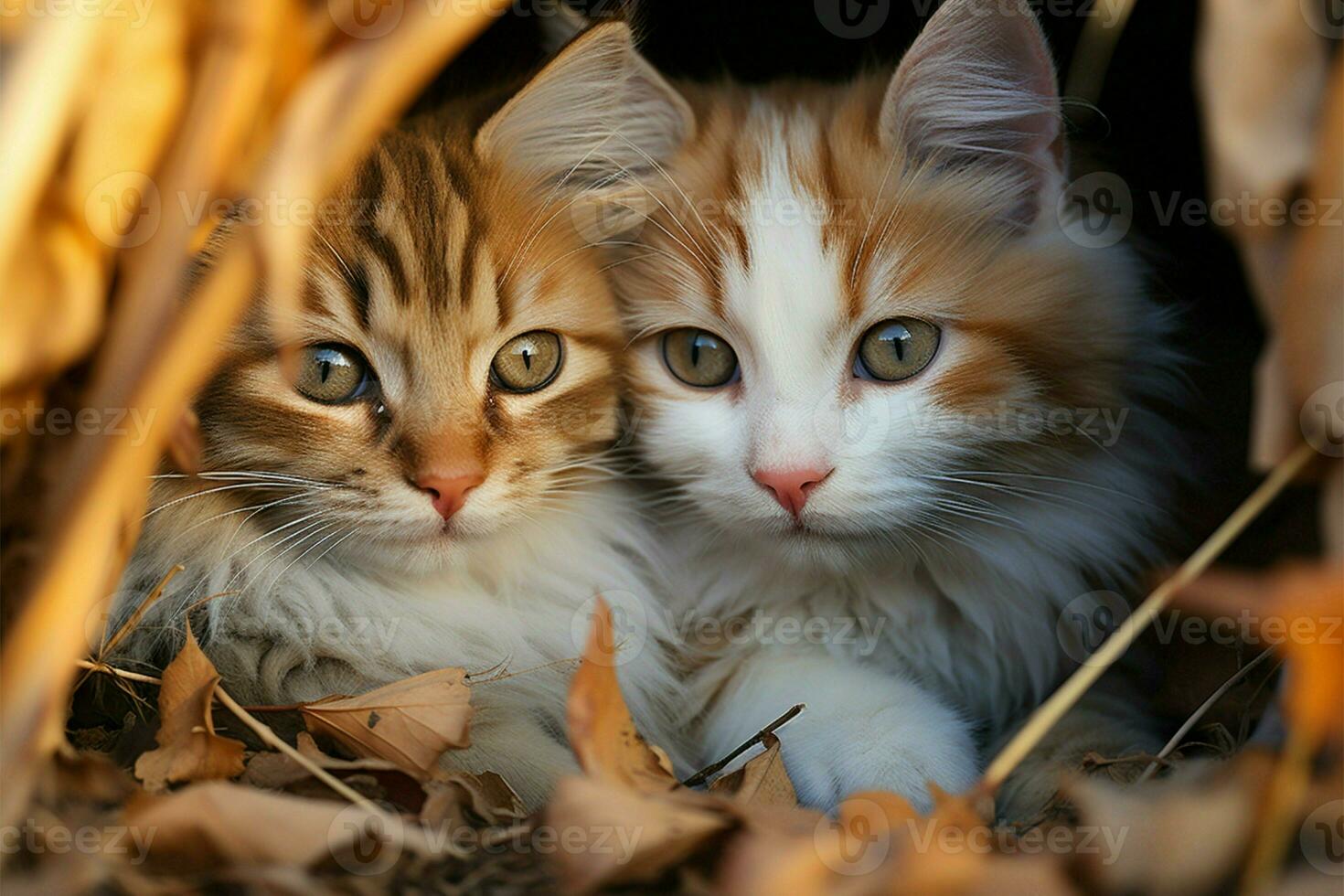 Playful kittens form endearing bundle, sharing warmth within their blanket sanctuary AI Generated photo