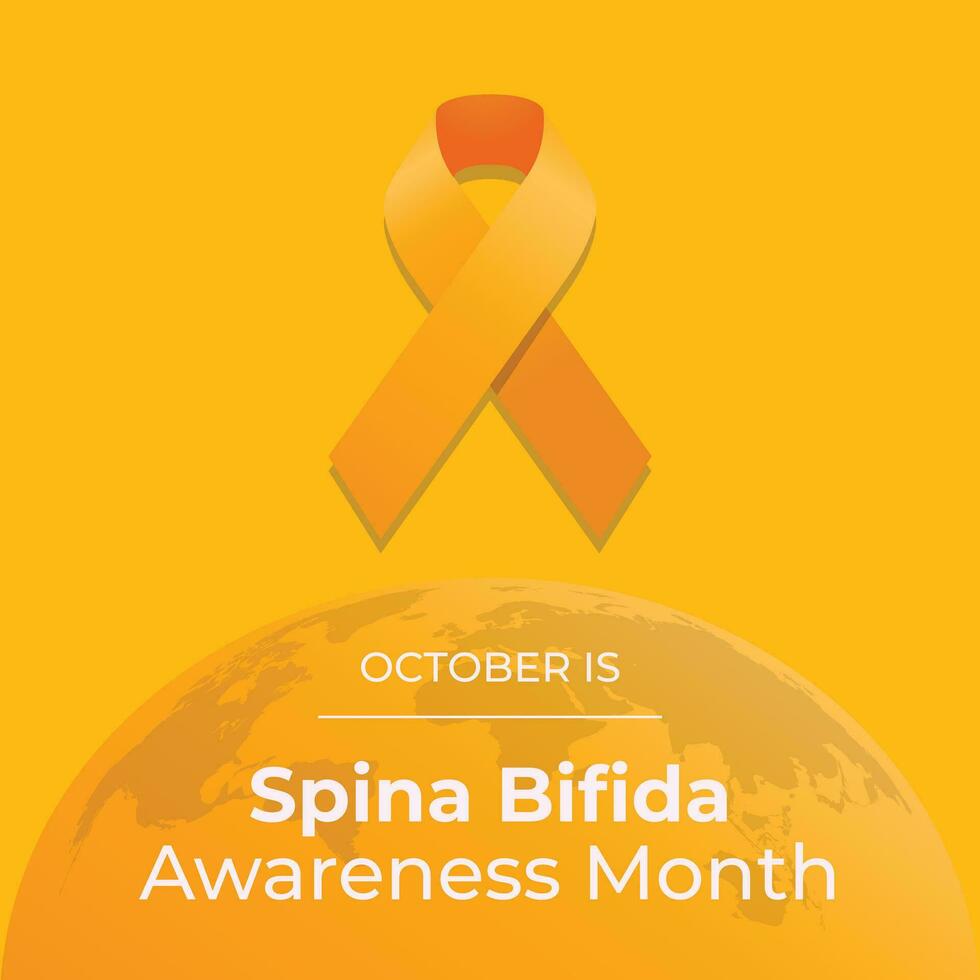 National Spina Bifida Awareness Month vector design template good for celebration usage. yellow ribbon vector design. flat ribbon design. vector eps 10.