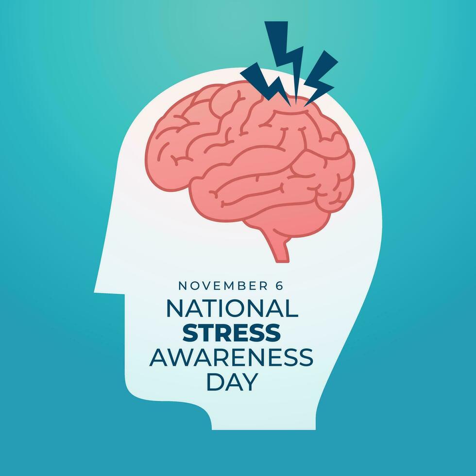 National Stress Awareness Day vector design template good for celebration usage. stress illustration image. flat design. brain image. eps 10.