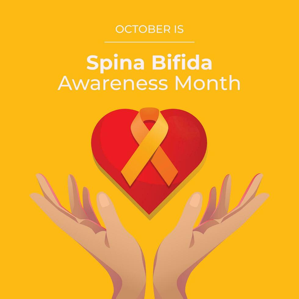 National Spina Bifida Awareness Month vector design template good for celebration usage. yellow ribbon vector design. flat ribbon design. vector eps 10.