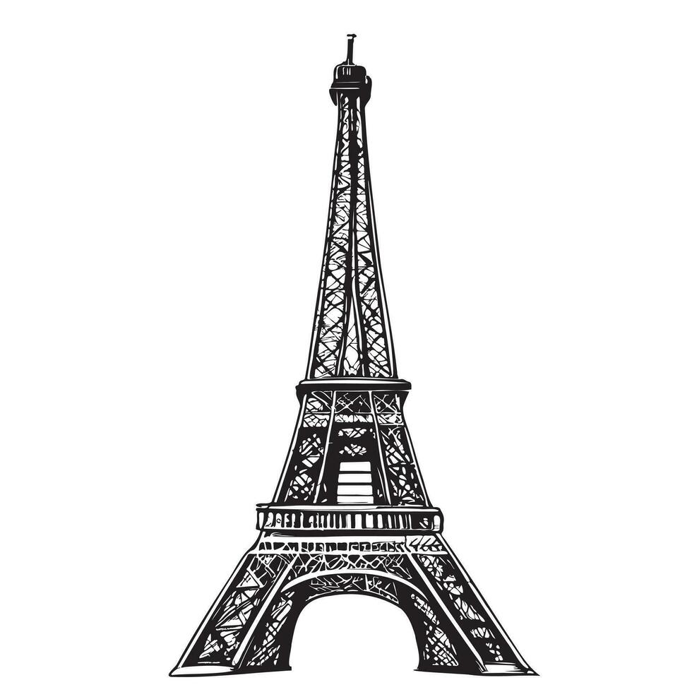 Eiffel tower abstract sketch hand drawn in doodle style Vector illustration