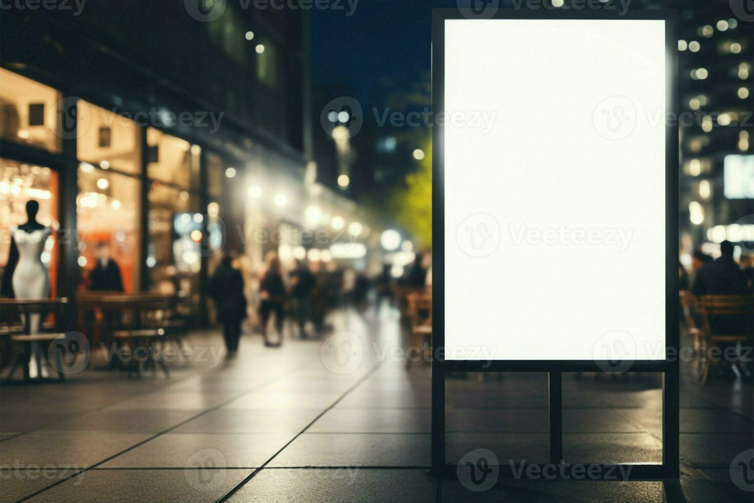 Modern shopping mall offers blank vertical poster for personalized content AI Generated photo