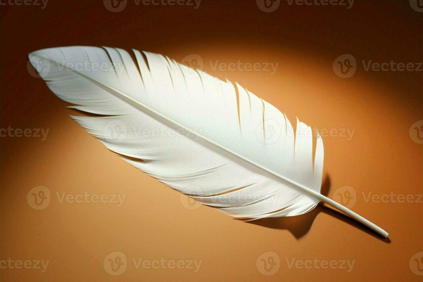 A single feather adds character to a plain sheet of paper AI Generated photo