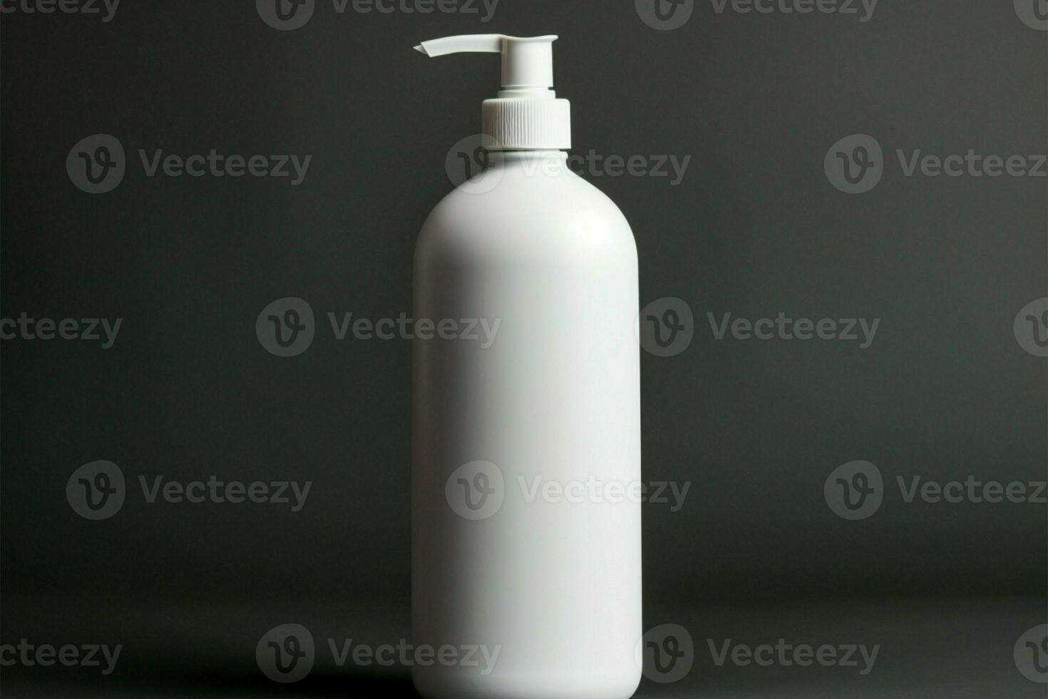 White pump bottle on a sleek gray background, minimalist elegance AI Generated photo