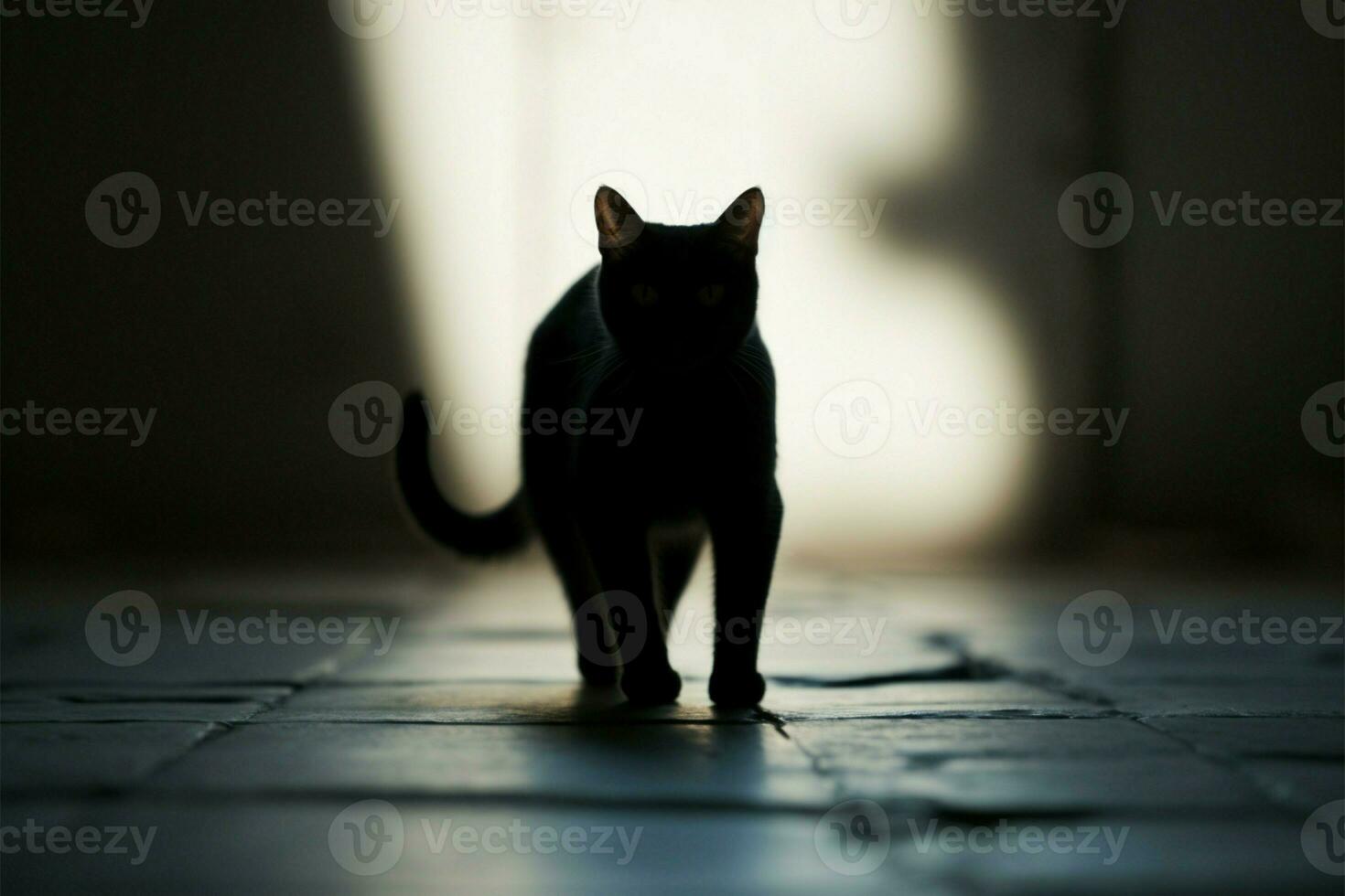 3D rendered cats elegant walk casts enchanting shadow on textured wall AI Generated photo