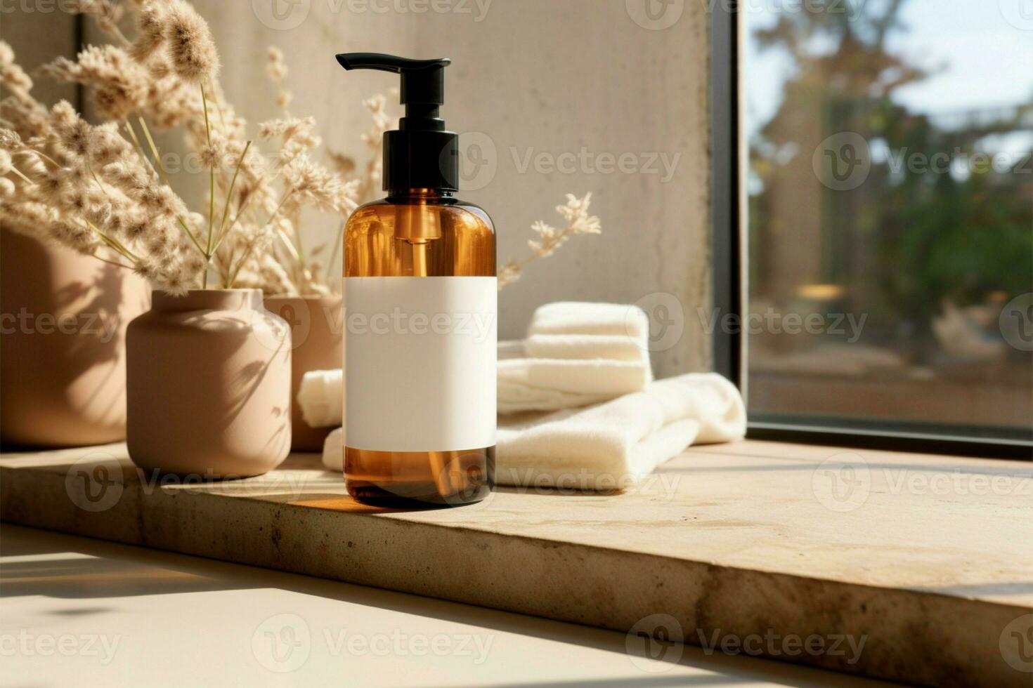 Countertop adorned with a moisturizing lotion, a daily essential AI Generated photo