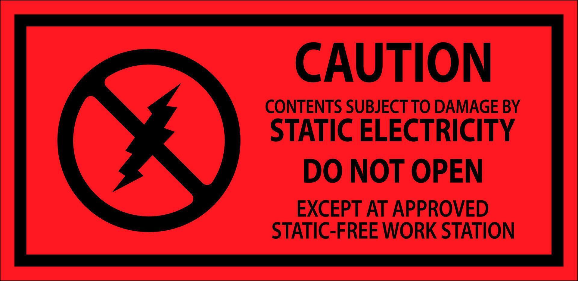 Fluorescent Red Anti-Static Labels Caution Do Not Open vector