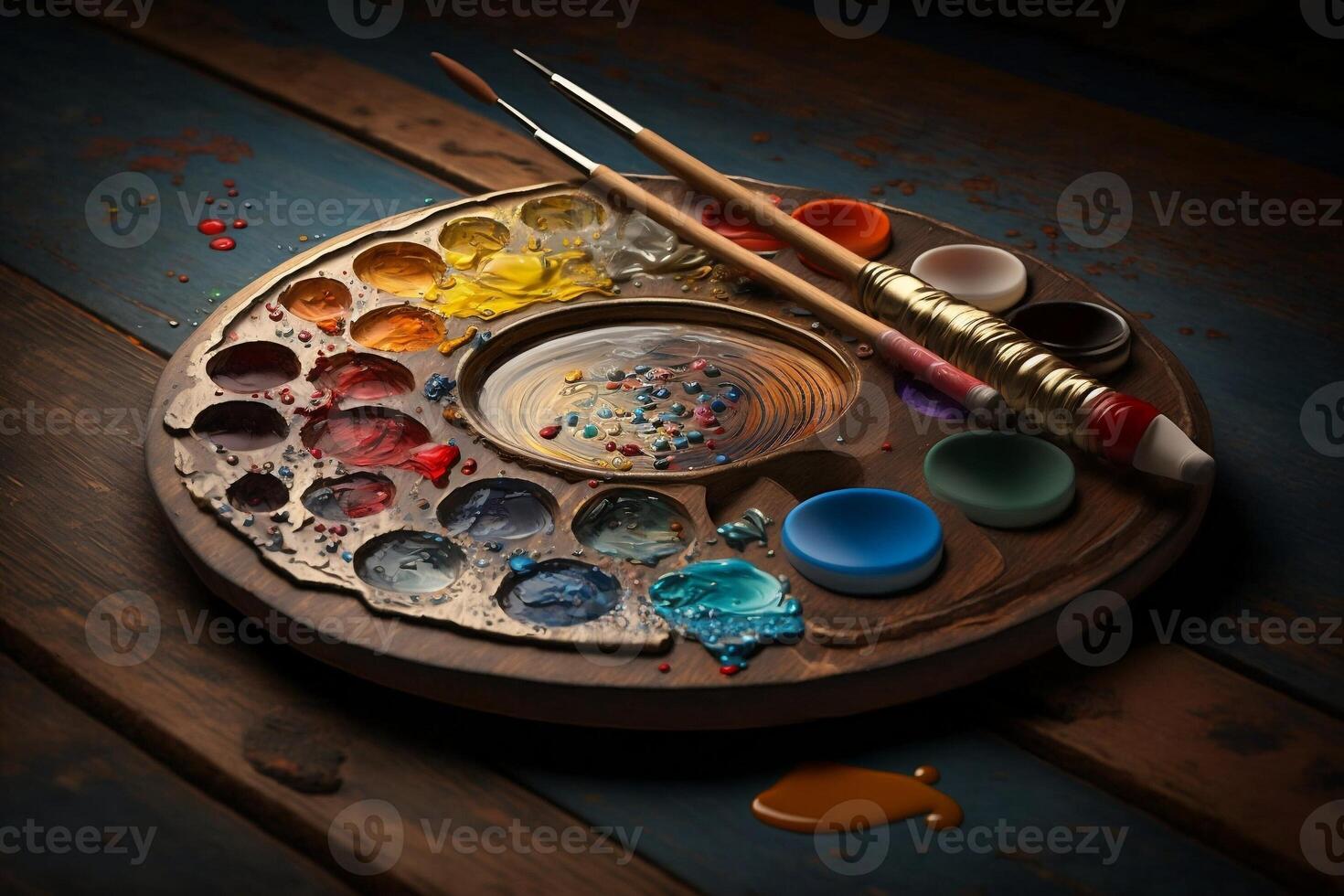 Wooden Color Palette for Painting Artists, photo
