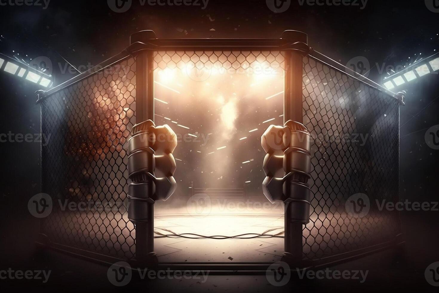 Fighting ring surrounded by a fence, photo