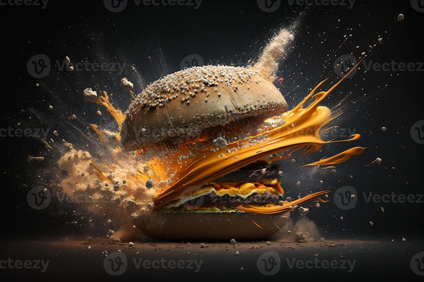 Deconstructed Cheeseburger with Exploded View, photo