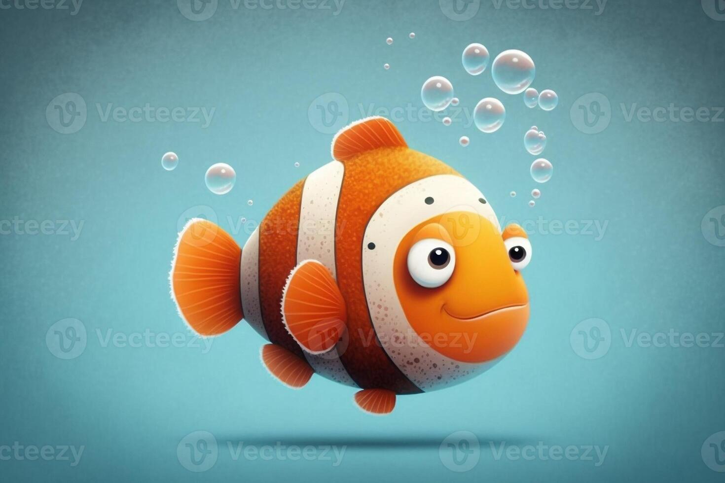 Cartoon 3d fish, soft pastel color, perfectly detailed entire body. 3D cute fish avatar, photo
