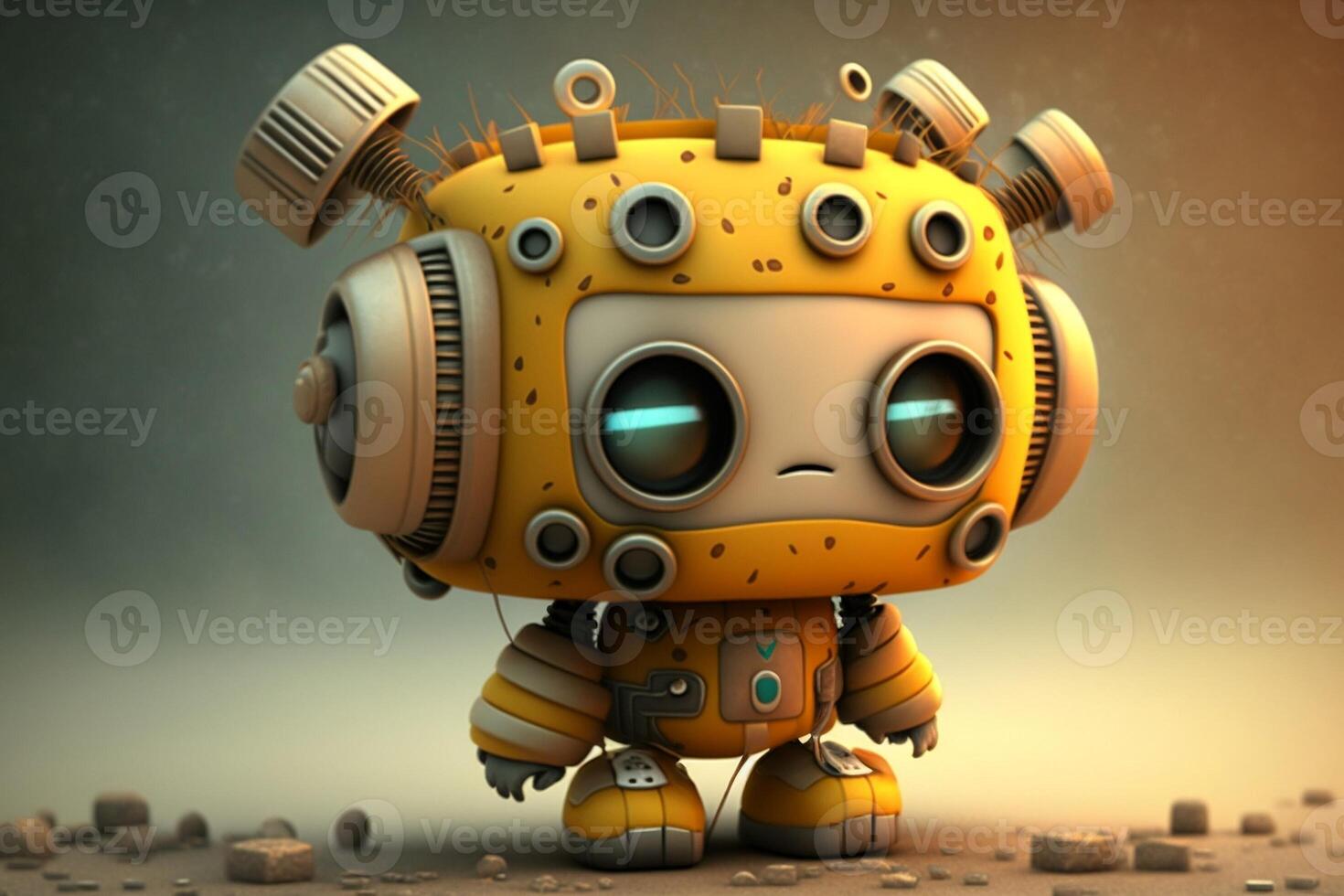 Cute 3D Cartoon Robot Character created with technology photo