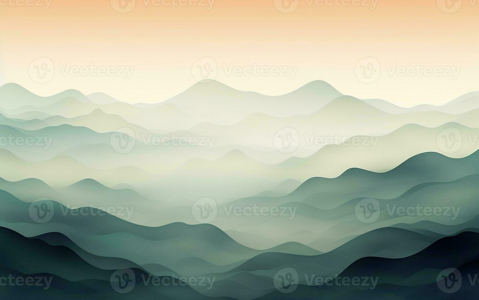 Misty Mountain Serenity, Tranquil Gradient Background, Generative Ai photo