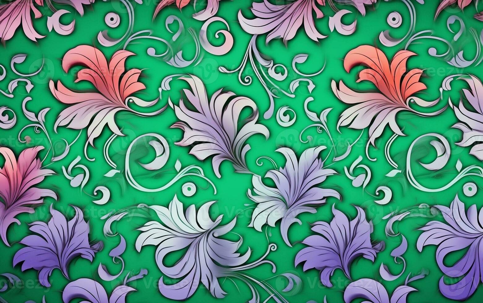 Harmonious Blooms, Seamless Colorful Floral Background Pattern, Generative Ai photo
