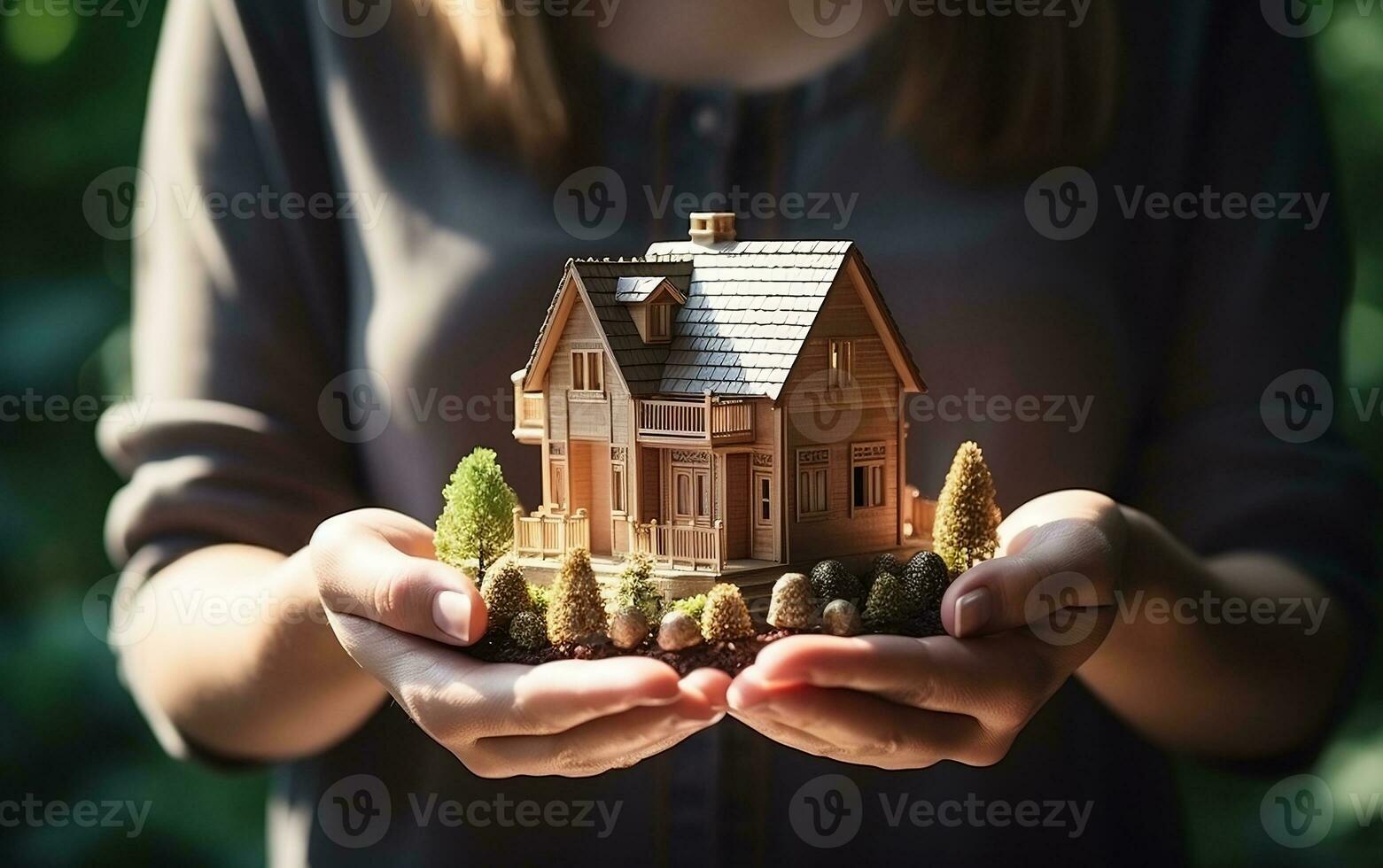 Concept of investment property with miniature representation, Generative Ai photo