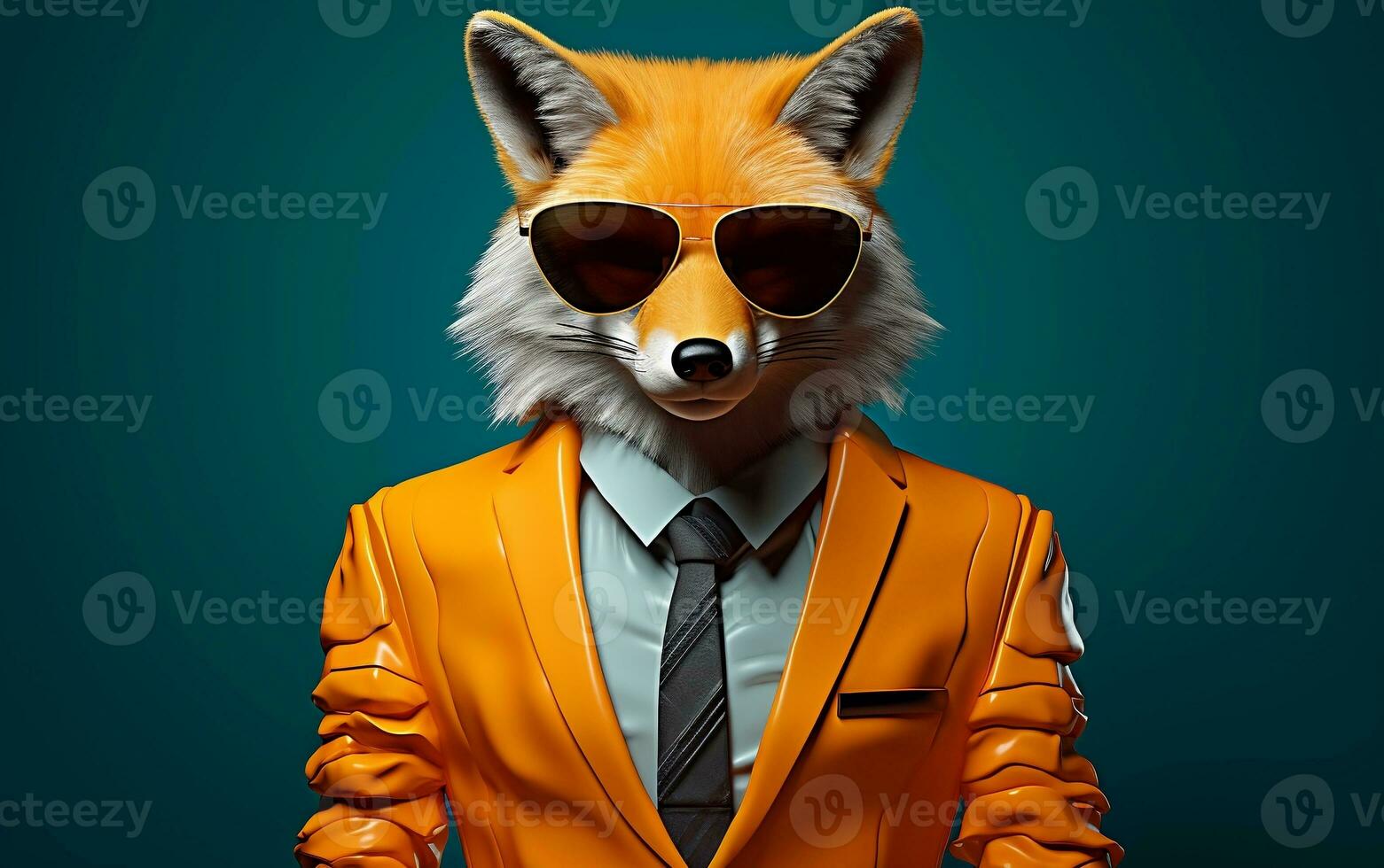 A stylish fox wearing a colorful suit and sunglasses, Generative Ai photo
